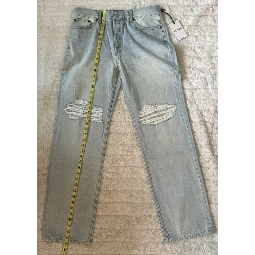 RE/DONE Loose Acqua Destroy Straight Leg Jeans Size 28 – Retail $325 NWT - Picture 10 of 10